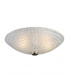 ELK Lighting 10139/2WHT Fusion 2 Light Semi-flush in Satin Nickel and White Mosaic Glass