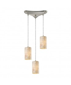 ELK Lighting 10147/3 Piedra 3 Light Genuine Stone Pendant in Satin Nickel