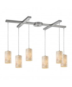 ELK Lighting 10147/6 Piedra 6 Light Genuine Stone Pendant in Satin Nickel