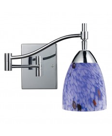 ELK Lighting 10151/1PC-BL Celina 1 Light Swingarm Sconce in Polished Chrome and Starburst Blue Glass