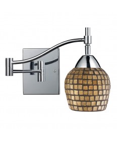 ELK Lighting 10151/1PC-GLD Celina 1 Light Swingarm Sconce in Polished Chrome and Gold Leaf Glass