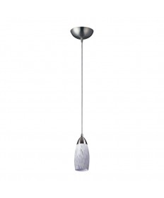 ELK Lighting 110-1SW Milan 1 Light Pendant in Satin Nickel and Snow White Glass