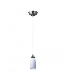 ELK Lighting 110-1WH Milan 1 Light Pendant in Satin Nickel and Simply White Glass