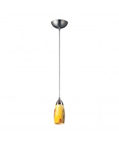 ELK Lighting 110-1YW Milan 1 Light Pendant in Satin Nickel and Yellow Blaze Glass