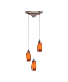 ELK Lighting 110-3ES Milan 3 Light Pendant in Satin Nickel and Espresso Glass