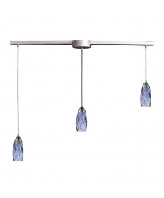 ELK Lighting 110-3L-BL Milan 3 Light Pendant in Satin Nickel and Starlight Blue Glass