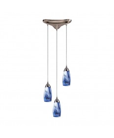 ELK Lighting 110-3MT Milan 3 Light Pendant in Satin Nickel and Mountain Glass