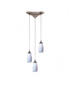 ELK Lighting 110-3YW Milan 3 Light Pendant in Satin Nickel and Yellow Glass