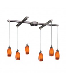 ELK Lighting 110-6ES Milan 6 Light Pendant in Satin Nickel and Espresso Glass