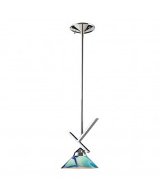 ELK Lighting 1474/1CAR Refraction 1 Light Pendant in Polished Chrome and Carribean Glass