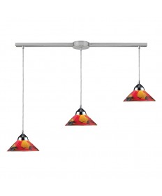 ELK Lighting 1477/3L-JAS Refraction 3 Light Pendant in Polished Chrome and Jasper Glass