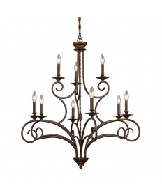 ELK Lighting 15043/6+3 Gloucester 6+3 Light Chandelier in Antique Bronze