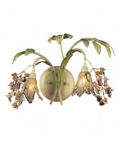 ELK Lighting 16050 Huarco 2 Light Wall Bracket in Seashell and Amber Glass