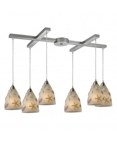 ELK Lighting 20000/6 Seashore 6 Light Pendant in Satin Nickel