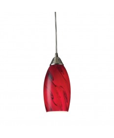 ELK Lighting 20001/1RG Galaxy 1 Light Pendant in Red and Satin Nickel Finish