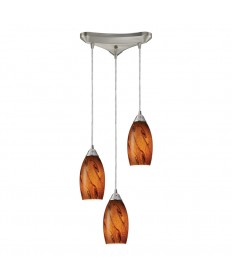 ELK Lighting 20001/3BG Galaxy 3 Light Pendant in Brown and Satin Nickel Finish