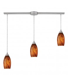 ELK Lighting 20001/3L-BG Galaxy 3 Light Pendant in Brown and Satin Nickel Finish