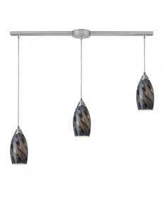 ELK Lighting 20001/3L-SG Galaxy 3 Light Pendant in Smoke and Satin Nickel Finish