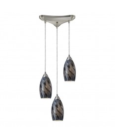 ELK Lighting 20001/3SG Galaxy 3 Light Pendant in Smoke and Satin Nickel Finish