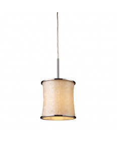 ELK Lighting 20024/1 Fabrique 1 Light Drum Pendant in Polished Chrome and Retro Beige Shade