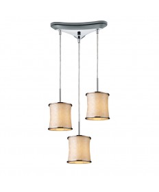 ELK Lighting 20024/3 Fabrique 3 Light Drum Pendants in Polished Chrome with Retro Beige Shades