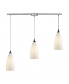 ELK Lighting 2580/3L Vesta 3 Light Linear Pendant in White in Satin Nickel