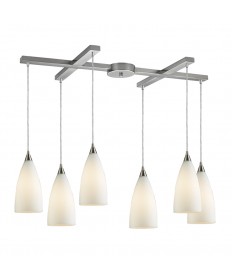 ELK Lighting 2580/6 Vesta 6 Light Pendant in White in Satin Nickel