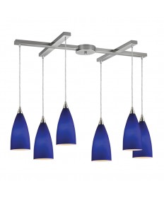 ELK Lighting 2581/6 Vesta 6 Light Pendant in Royal Blue in Satin Nickel