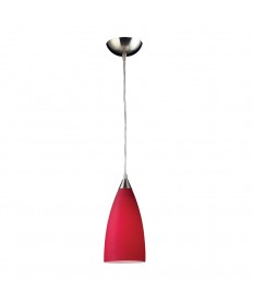 ELK Lighting 2583/1 1 Light Pendant in Satin Nickel with Vesta Red Glass