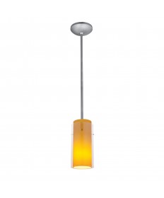 Access Lighting 28033-1R-BS/CLAM Janine Glass in Glass Cylinder Pendant
