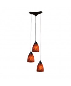 ELK Lighting 406-3ES Classico 3 Light Pendant in Dark Rust and Espresso Glass