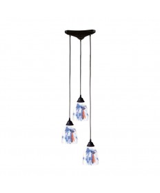 ELK Lighting 406-3MT Classico 3 Light Pendant in Dark Rust and Mountain Glass