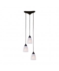 ELK Lighting 406-3SW Classico 3 Light Pendant in Dark Rust and Show White Glass