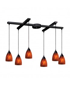 ELK Lighting 406-6ES Classico 6 Light Pendant in Dark Rust and Espresso Glass