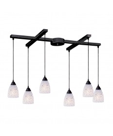 ELK Lighting 406-6SW Classico 6 Light Pendant in Dark Rust and Show White Glass