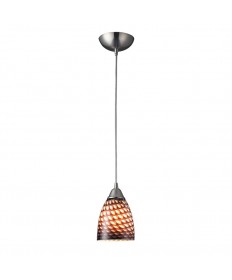 ELK Lighting 416-1C Arco Baleno 1 Light Pendant in Satin Nickel and Coco Glass