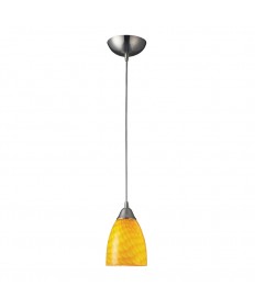 ELK Lighting 416-1CN Arco Baleno 1 Light Pendant in Satin Nickel and Canary Glass