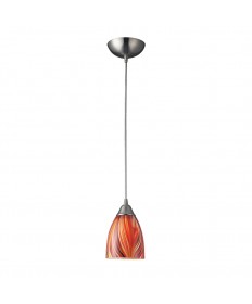 ELK Lighting 416-1M Arco Baleno 1 Light Pendant in Satin Nickel and Multi Glass