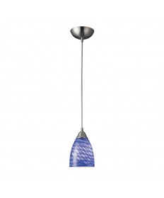 ELK Lighting 416-1S Arco Baleno 1 Light Pendant in Satin Nickel and Sapphire Glass