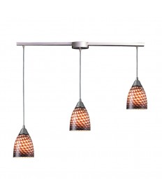 ELK Lighting 416-3L-C Arco Baleno 3 Light Pendant in Satin Nickel and Coco Glass