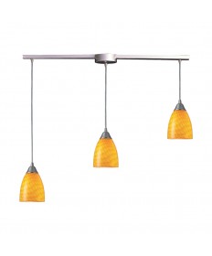 ELK Lighting 416-3L-CN Arco Baleno 3 Light Pendant in Satin Nickel and Canary Glass