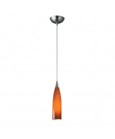 ELK Lighting 501-1ES Lungo 1 Light Pendant in Satin Nickel and Espresso Glass