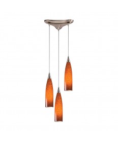 ELK Lighting 501-3ES Lungo 3 Light Pendant in Satin Nickel and Espresso Glass