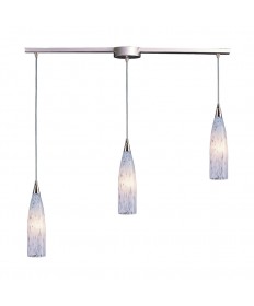 ELK Lighting 501-3L-SW Lungo 3 Light Pendant in Satin Nickel and Snow White Glass