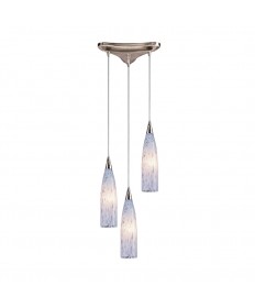 ELK Lighting 501-3SW Lungo 3 Light Pendant in Satin Nickel and Snow White Glass