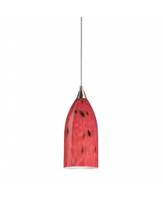 ELK 502-1FR Verona 1 Light Pendant Satin Nickel Fire Red Glass