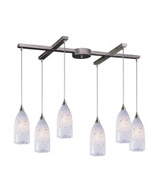 ELK Lighting 502-6SW Verona 6 Light Pendant in Satin Nickel and Snow White Glass