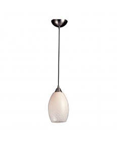 ELK Lighting 517-1WS Mulinello 1 Light Pendant in Satin Nickel with White Swirl Glass