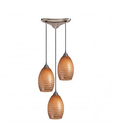 ELK Lighting 517-3C Mulinello 3 Light Pendant in Satin Nickel and Coco Glass