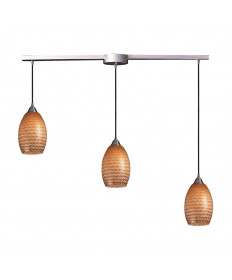 ELK Lighting 517-3L-C Mulinello 3 Light Pendant in Satin Nickel and Coco Glass